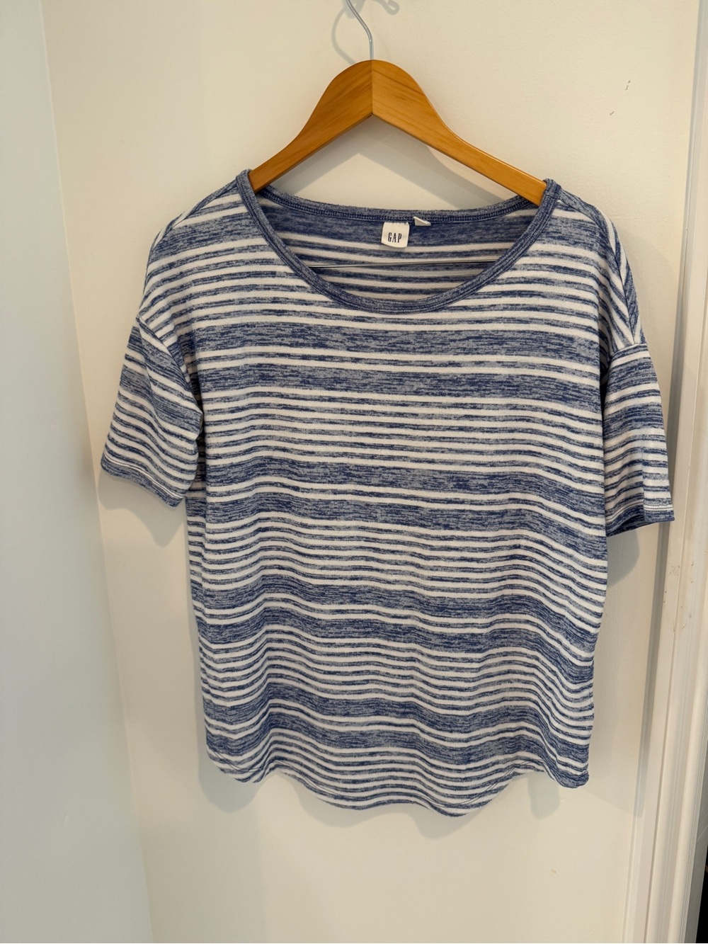 GAP Navy and White Striped Short Sleeve Tee